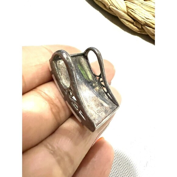 925 Sterling Silver Vintage Real Mother-of-Pearl Slide Pendant - Picture 3 of 6